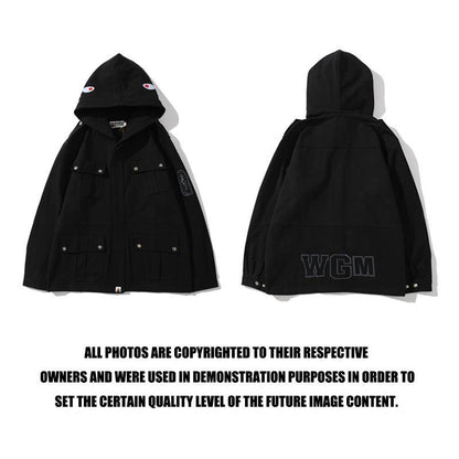 Bathing Ape Hoodie Spring Autumn Men's Solid Color Shark Head Coat Jacket