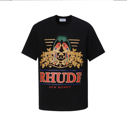 Rhude T-shirt Parrot Wheat Ear Letter Print Short Sleeve T-shirt