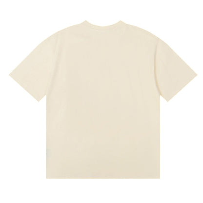 Rhude T-shirts Sunset Beach Pattern Printed Cotton Casual Short Sleeves Men and Women