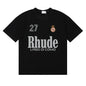 Rhude T-shirts LAGO DI COMO Printed Cotton Casual Short Sleeve Men and Women