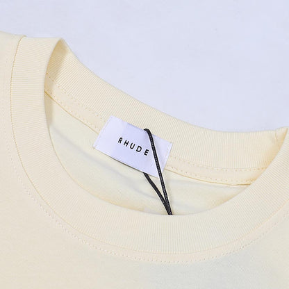 Rhude T-shirts Wine Printing Cotton Casual Short Sleeve Men and Women