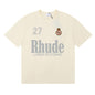 Rhude T-shirts LAGO DI COMO Printed Cotton Casual Short Sleeve Men and Women