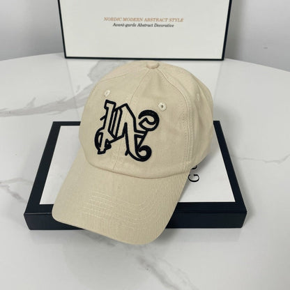 Palm Angels hats flame alphabet palm tree embroidered distressed baseball cap