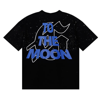 Godspeed T-shirts Space Astronaut Earth Print Cotton Short Sleeve Men and Women