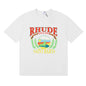 Rhude T-shirts Sunset Beach Pattern Printed Cotton Casual Short Sleeves Men and Women