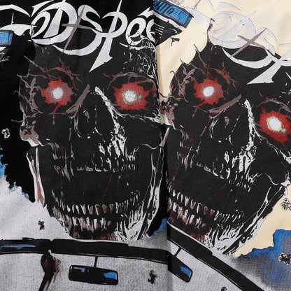 Godspeed T-shirts Driving Movie Skull Printing Cotton Casual Short Sleeves Men and Women