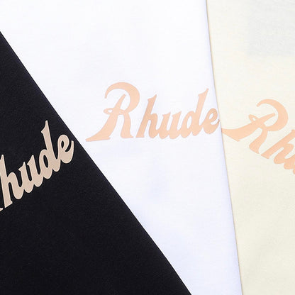 Rhude T-shirts Letter Printed Cotton Casual Short Sleeve Men and Women