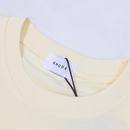 Rhude T-shirts Solid Color R Letter Printing Cotton Casual Short Sleeve Men and Women