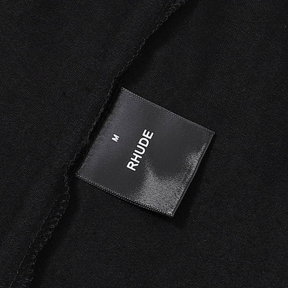 Rhude T-shirts Racing Tire Change Scene Printed Cotton Casual Short Sleeves Men and Women
