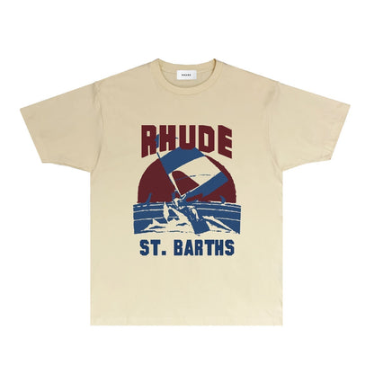 Rhude T-shirts Printed Trendy Pure Cotton