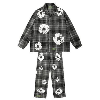 Denim Tears Long-Sleeved Shirt & Suit Pants 2 Piece Set Kapok Plaid