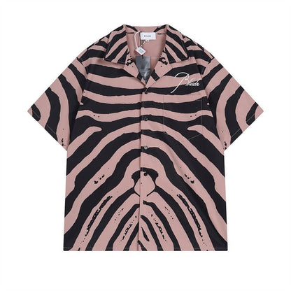 Rhude T-shirt Zebra Letter Embroidery Casual Short Sleeve Shirt, Shorts