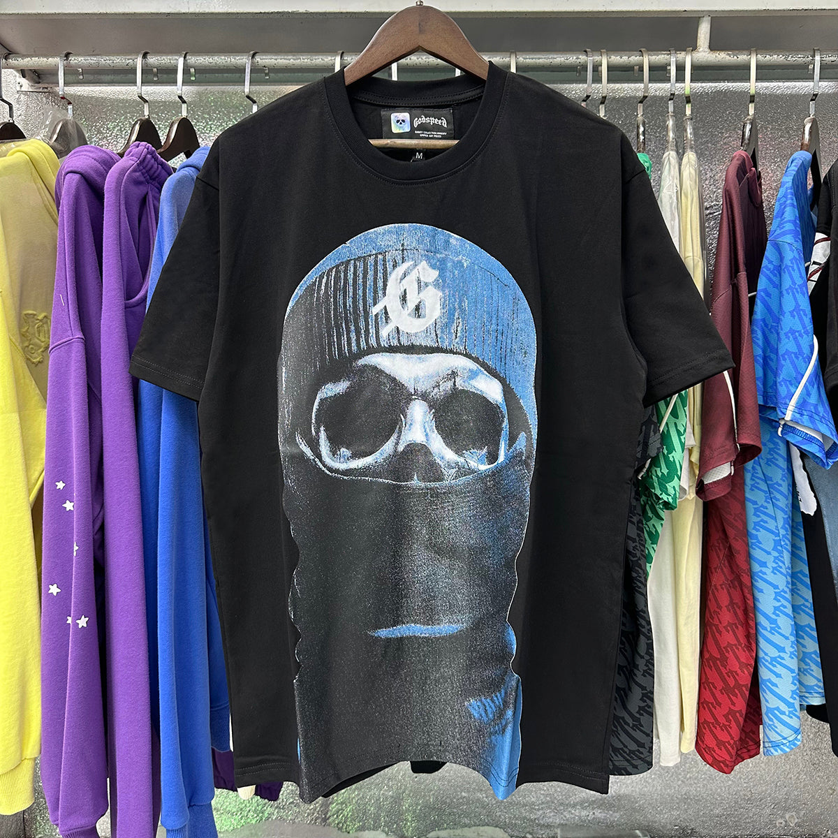Godspeed T-shirts Masked Man Printed Cotton Casual Short Sleeve Men and Women