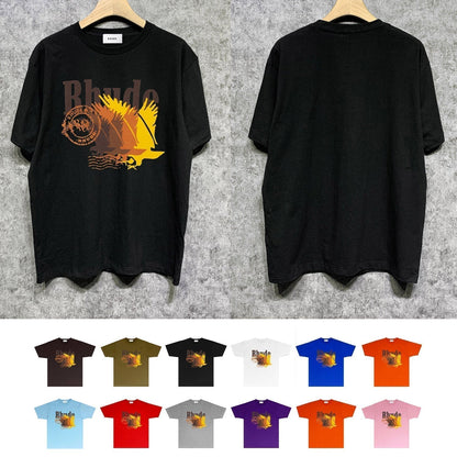 Rhude T-shirts Printed Trendy Pure Cotton
