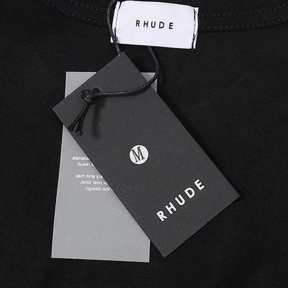 Rhude T-shirts Racing Tire Change Scene Printed Cotton Casual Short Sleeves Men and Women