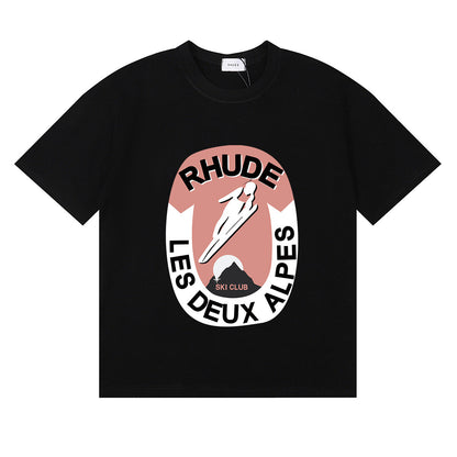 Rhude T-shirt Ski Theme Letter Print Short Sleeve T-shirt