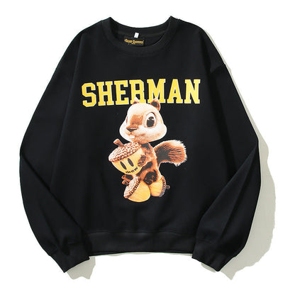 Drew House Sweatshirts Unisex Cartoon Squirrel Fleece Sweater