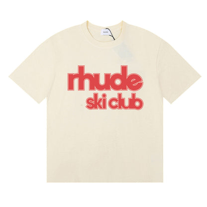 Rhude T-shirt Alphabet Coconut Racing Pattern Short Sleeve T-shirt