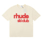 Rhude T-shirt Alphabet Coconut Racing Pattern Short Sleeve T-shirt