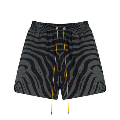 Rhude T-shirt Zebra Letter Embroidery Casual Short Sleeve Shirt, Shorts