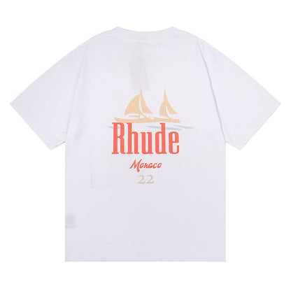 Rhude T-shirt Los Angeles RHUDE Sailing Letter Print Short Sleeve T-shirt