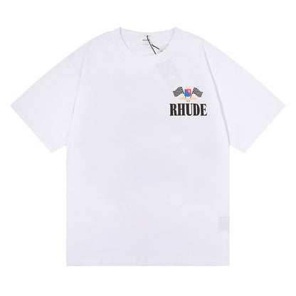 Rhude T-shirt Alphabet Flag Print Short Sleeve T-shirt