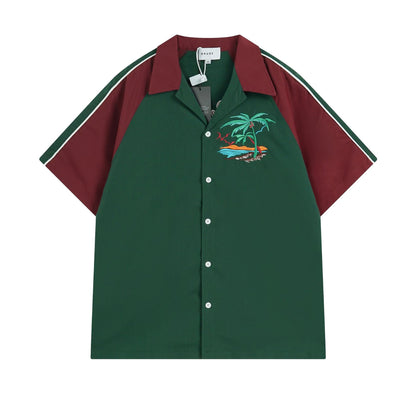 Rhude T-shirt Coconut Alphabet Beach Embroidery Short Sleeve Shirt Shorts
