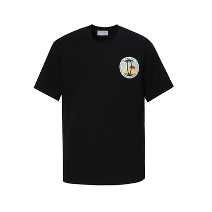 Rhude T-shirt Sunset Coconut Alphabet Print Short Sleeve T-shirt
