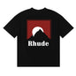 Rhude T-shirt Letter Snow Mountain Sunset Pattern Short Sleeve T-shirt