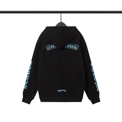 Chrome Heart HoodieCH Premium Lightning Blue Zipper Hooded Sweater Jacket Cardigan