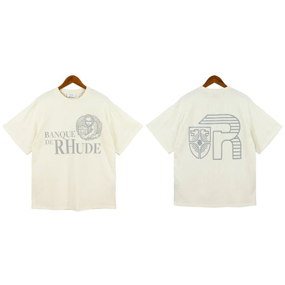 Rhude T-shirt Micro Label Letter Logo Line Pattern Short Sleeve T-shirt Loose