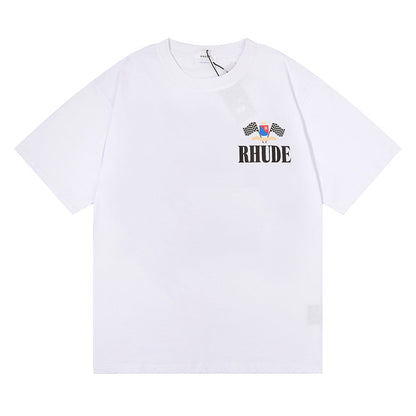 Rhude T-shirt Alphabet Flag Print Short Sleeve T-shirt