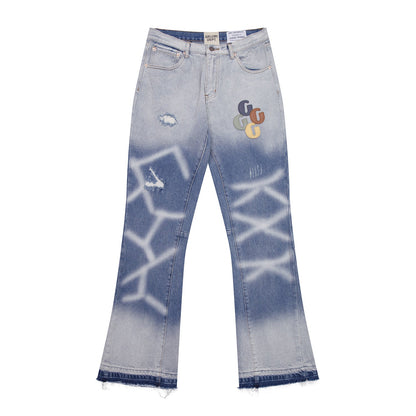 Gallery Dept Jeans leather label embroidery water ripple gradual change wash jeans