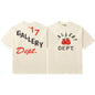 Gallery Dept T-Shirt Hand Painted Ink Splashing Alphabet Washed Retro Short Sleeve T-Shirt