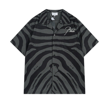 Rhude T-shirt Zebra Letter Embroidery Casual Short Sleeve Shirt, Shorts