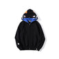 Bathing Ape Jacket Autumn and Winter Solid Color Blue Pink Double Hood Sweater Men and Women Zipper Fleece Padded Coat