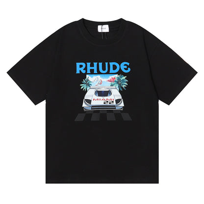 Rhude T-shirt F1 Racing Letter Logo Pattern Short Sleeve T-shirt