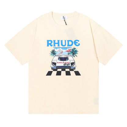 Rhude T-shirt F1 Racing Letter Logo Pattern Short Sleeve T-shirt