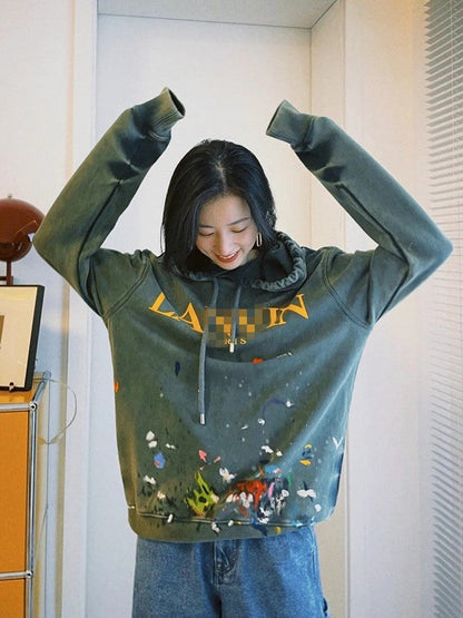 Gallery Dept Hoodie Hand Painted Graffiti Washed Hooded Sweater