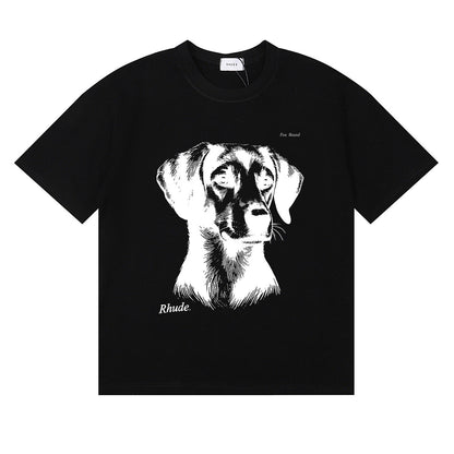 Rhude T-shirt Hound Letter Print Short Sleeve T-shirt