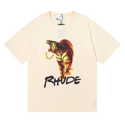 Rhude T-shirt Los Angeles, Tiger high definition print short sleeve T-shirt