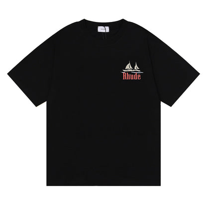 Rhude T-shirt Los Angeles RHUDE Sailing Letter Print Short Sleeve T-shirt