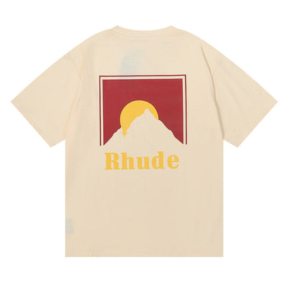 Rhude T-shirt Sunset Design Sense Printed Short Sleeve T-shirt