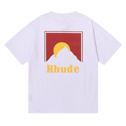Rhude T-shirt Sunset Design Sense Printed Short Sleeve T-shirt