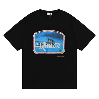 Rhude T-shirt Micro Label Letter Retro Printed Short Sleeve T-shirt