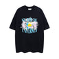 Rhude T-shirt Micro Label Flower Letter Print Pattern Short Sleeve T-shirt