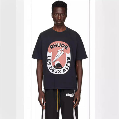 Rhude T-shirt Ski Theme Letter Print Short Sleeve T-shirt
