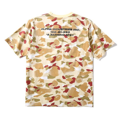 Bathing Ape T-Shirt Summer Letter Print Camouflage Short Sleeve T-shirt