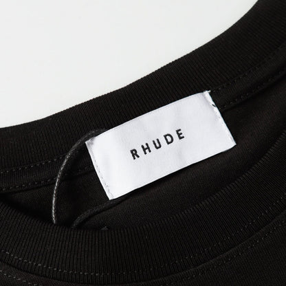 Rhude T-shirt Striped Sunset Snow Mountain Print Short Sleeve T-shirt