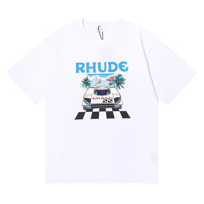 Rhude T-shirt F1 Racing Letter Logo Pattern Short Sleeve T-shirt